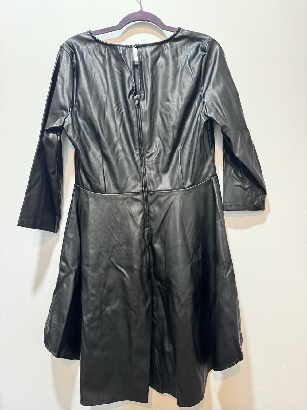 New York & Company Black Faux Leather High-Low Dress - Picture 4 of 9